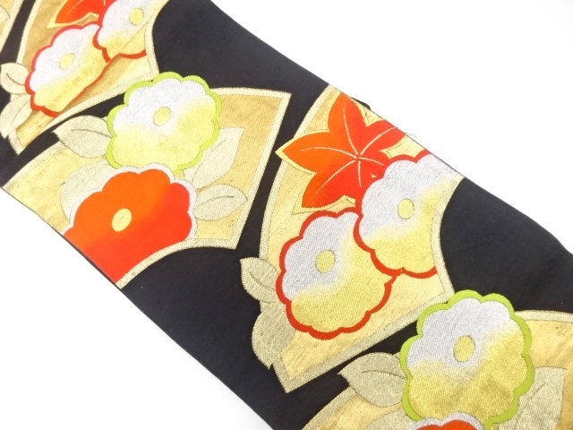 JAPANESE KIMONO / ANTIQUE FUKURO OBI / SILK / WOVEN JIGAMI PATTERN